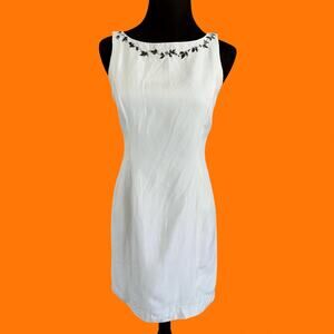 90's vintage silk floral embroidered mini dress Size 2 ann Taylor *flaws*